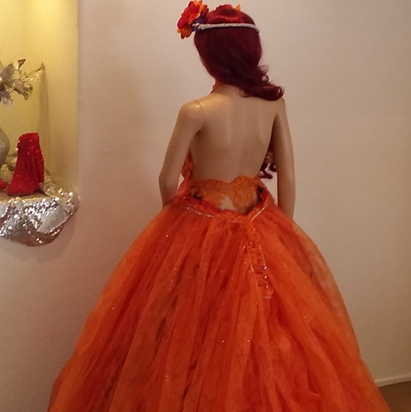 "ANNONA" Orange Harvest Boho Wedding Ballgown Set - Picture 7 of 14